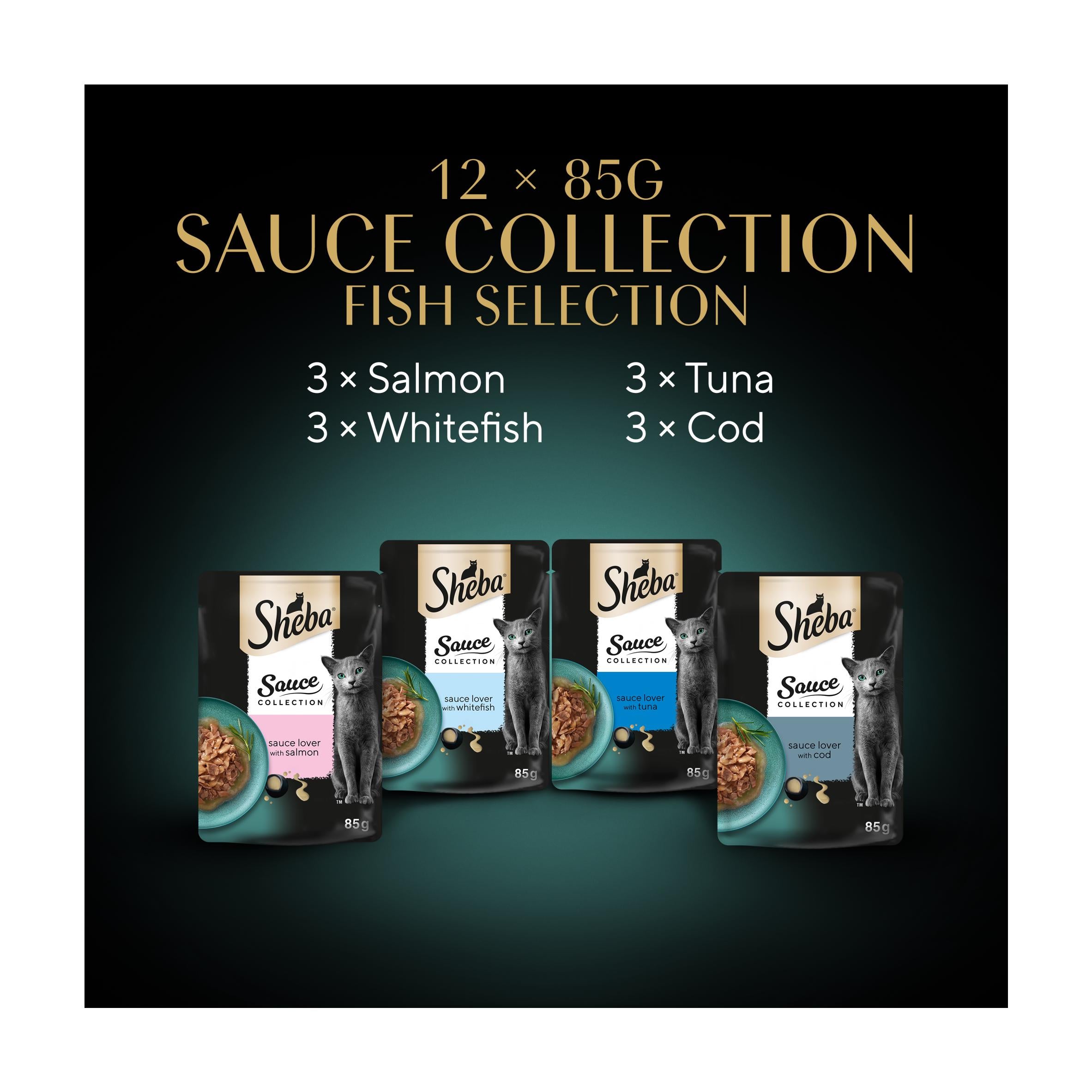 Sheba cat food fish selection pouches 12x85g (British brand)