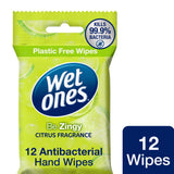 Wet Ones Zingy antibacterial hand wipes 12 wipes, UK version