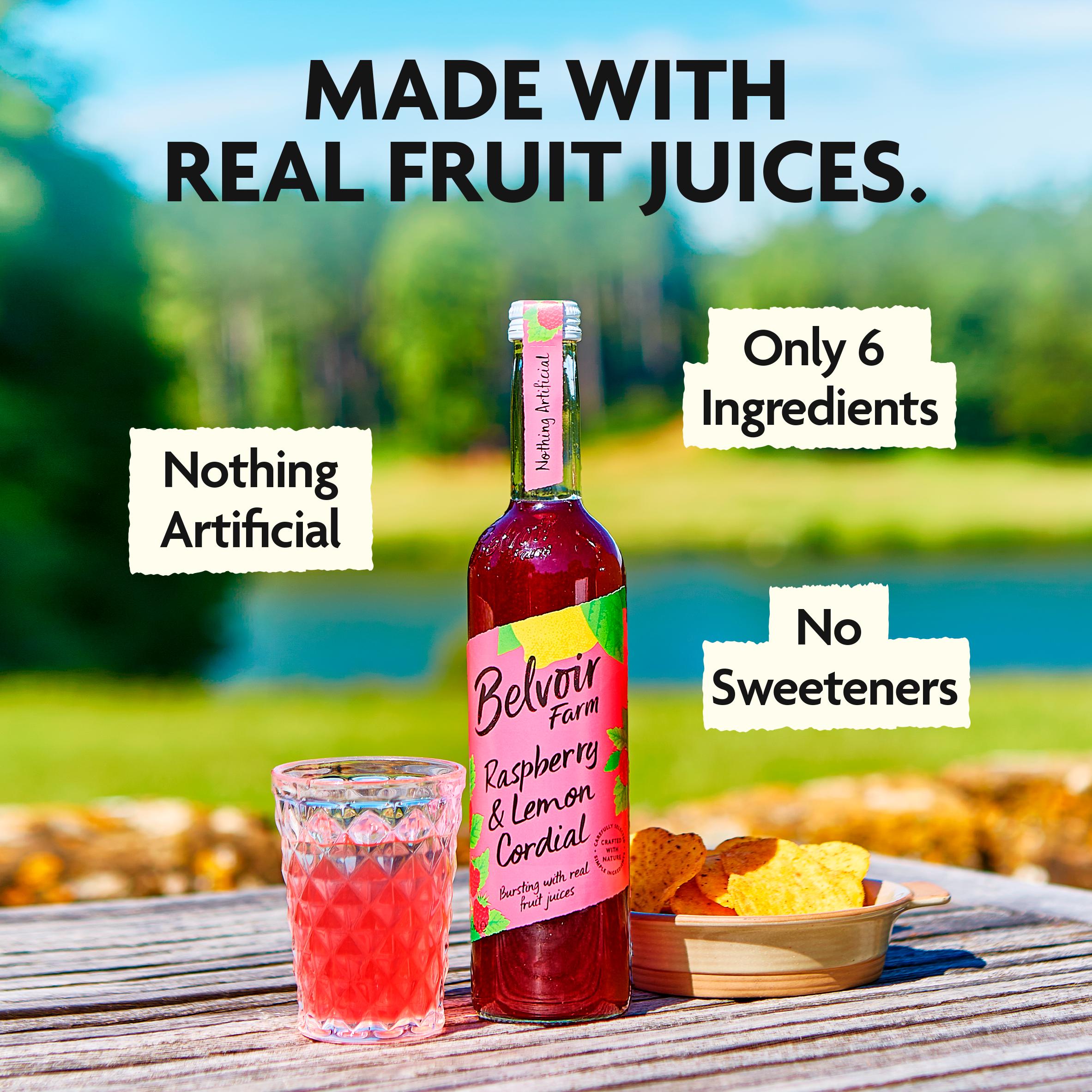 Belvoir Farm Raspberry & Lemon Cordial 500ml, imported from the UK