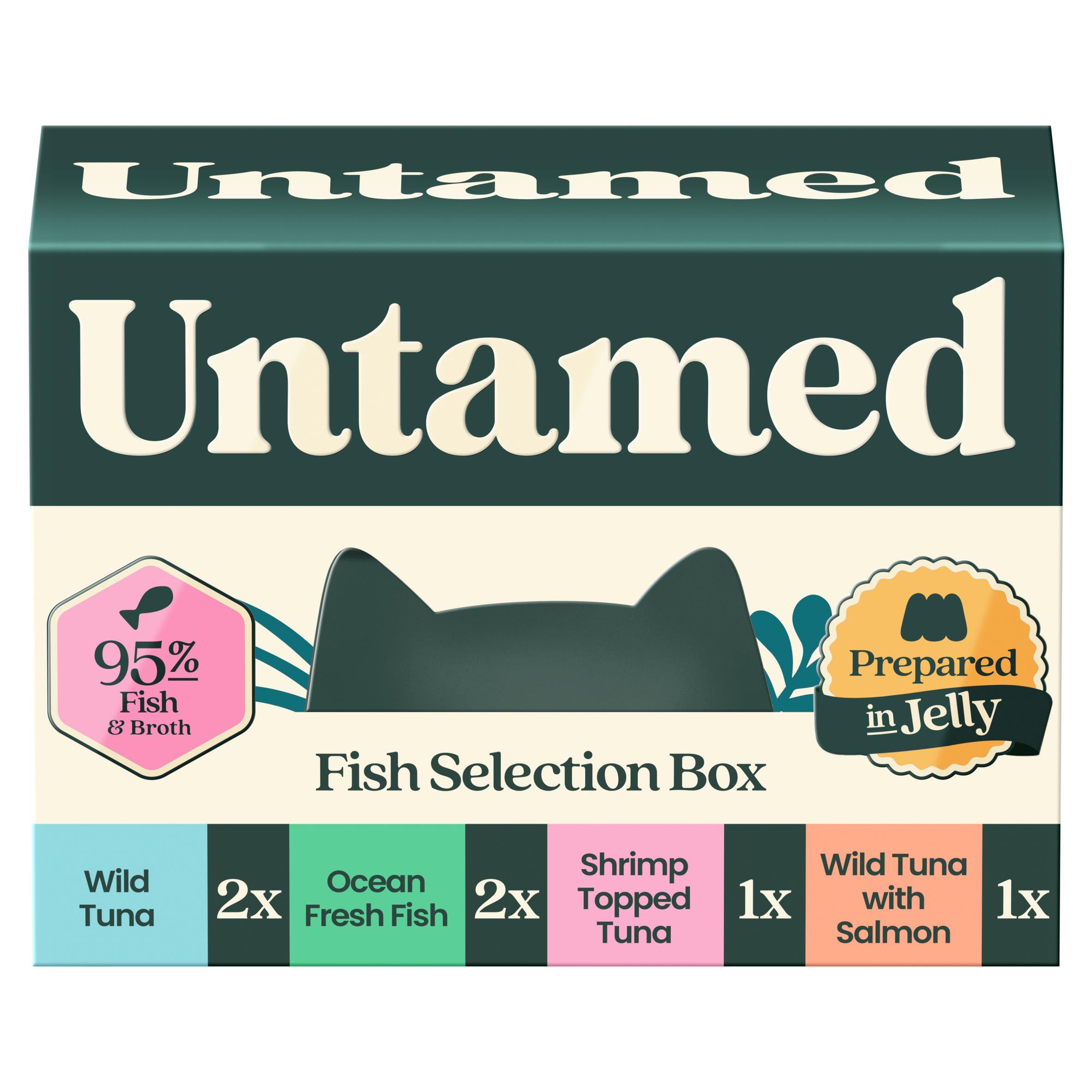 Untamed wet cat food fish jelly selection box 6x75g - British product