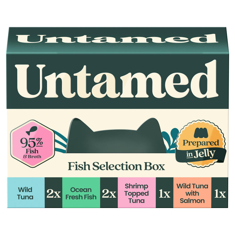 Untamed wet cat food fish jelly selection box 6x75g - British product