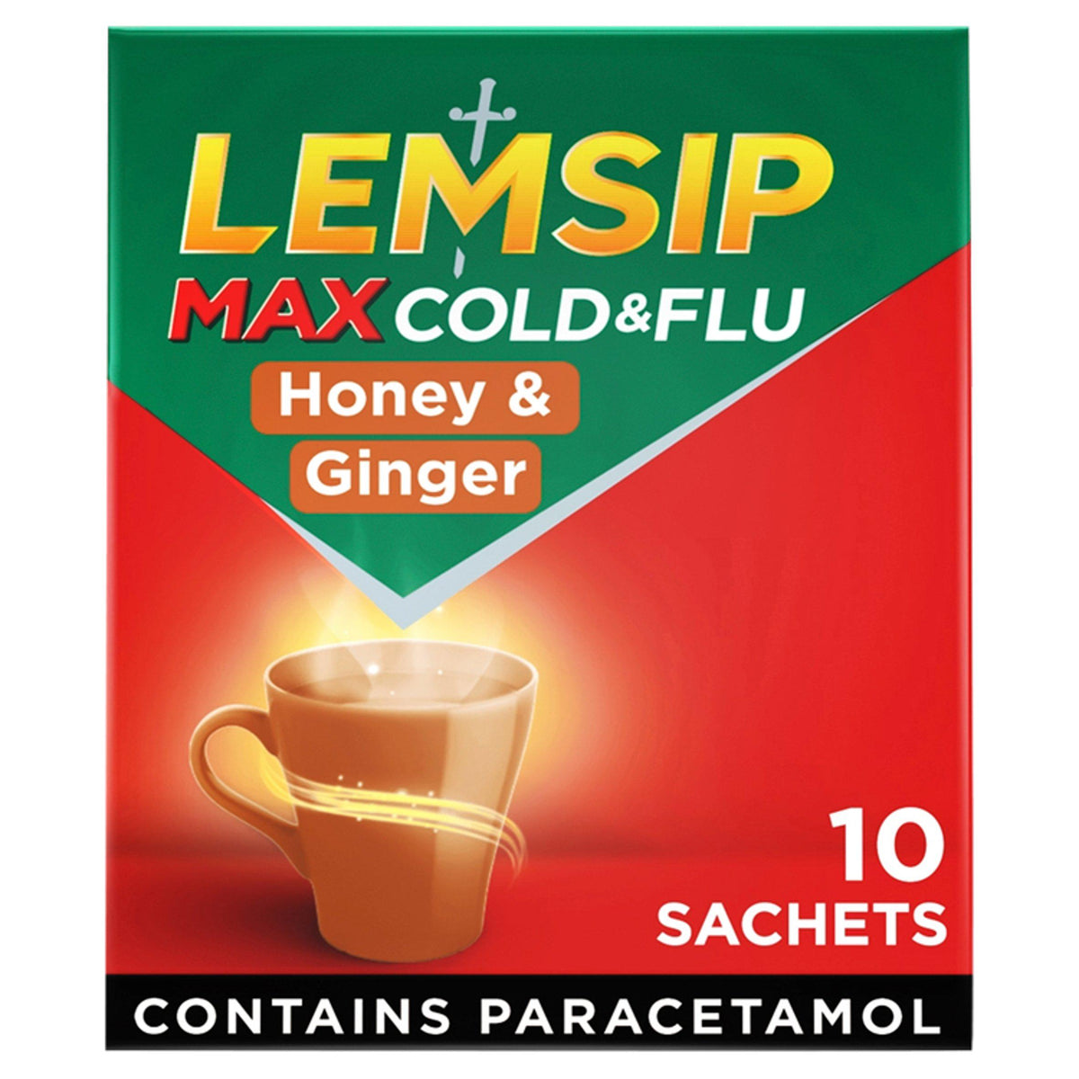 Lemsip cold relief sachets honey and ginger flavour x10, imported from the UK