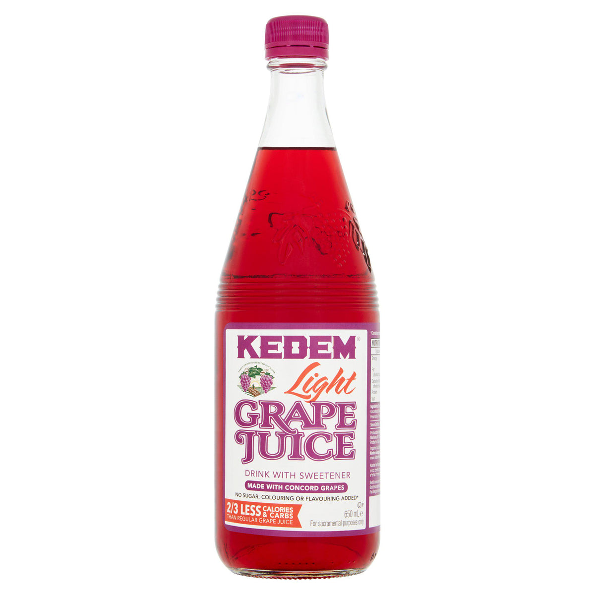 Kedem light grape juice beverage 650ml, imported from the UK