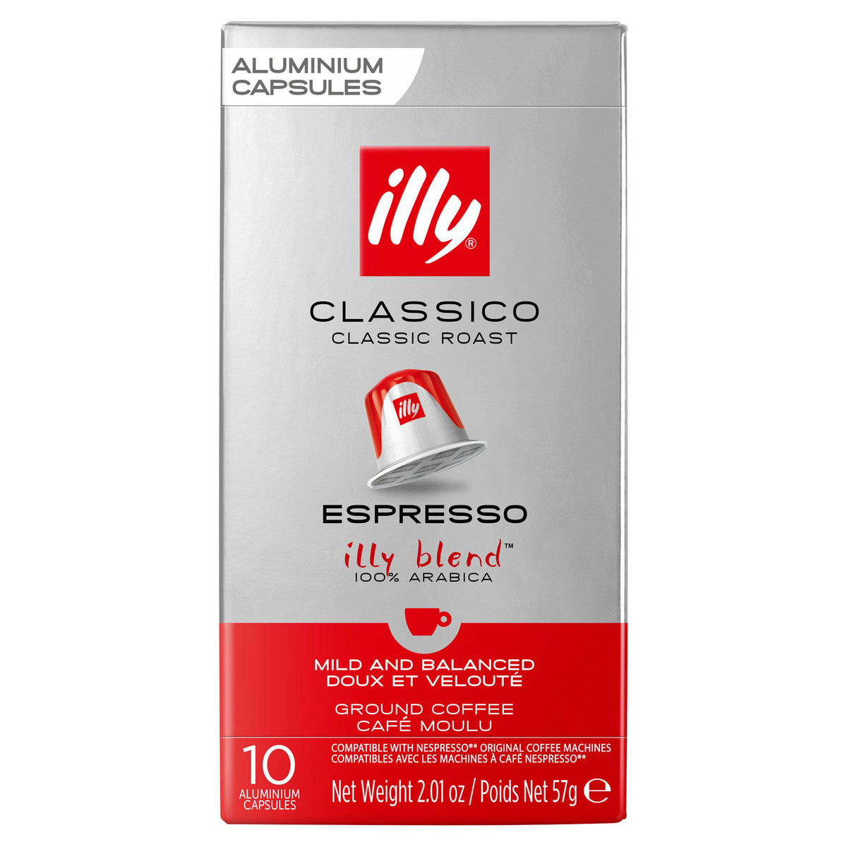 Illy Classico Roast aluminium coffee capsules x10 - British product