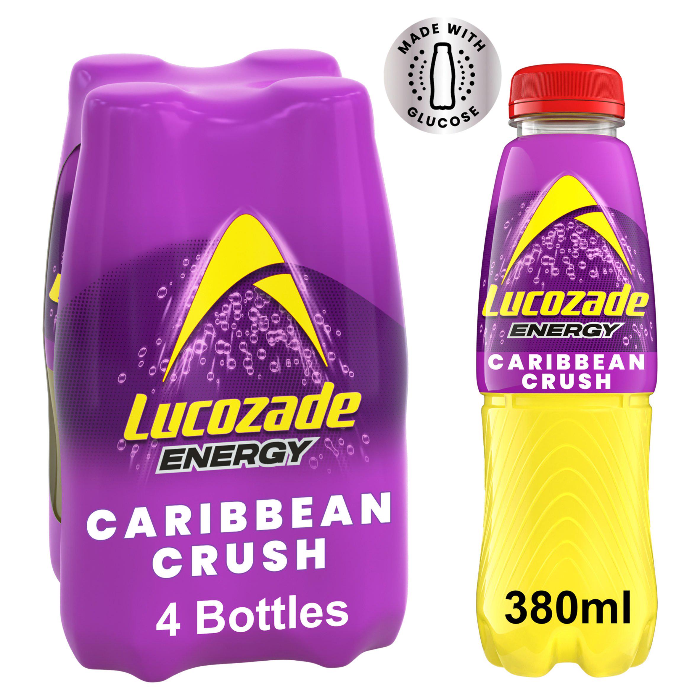 Lucozade Energy Drink Caribbean Crush 4x380ml, UK version