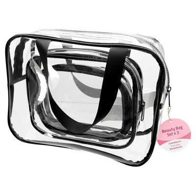 Sainsburys Sainsbury's Beauty Bag Set, 3 Piece Cosmetic Bags- Buy online at McGrocer