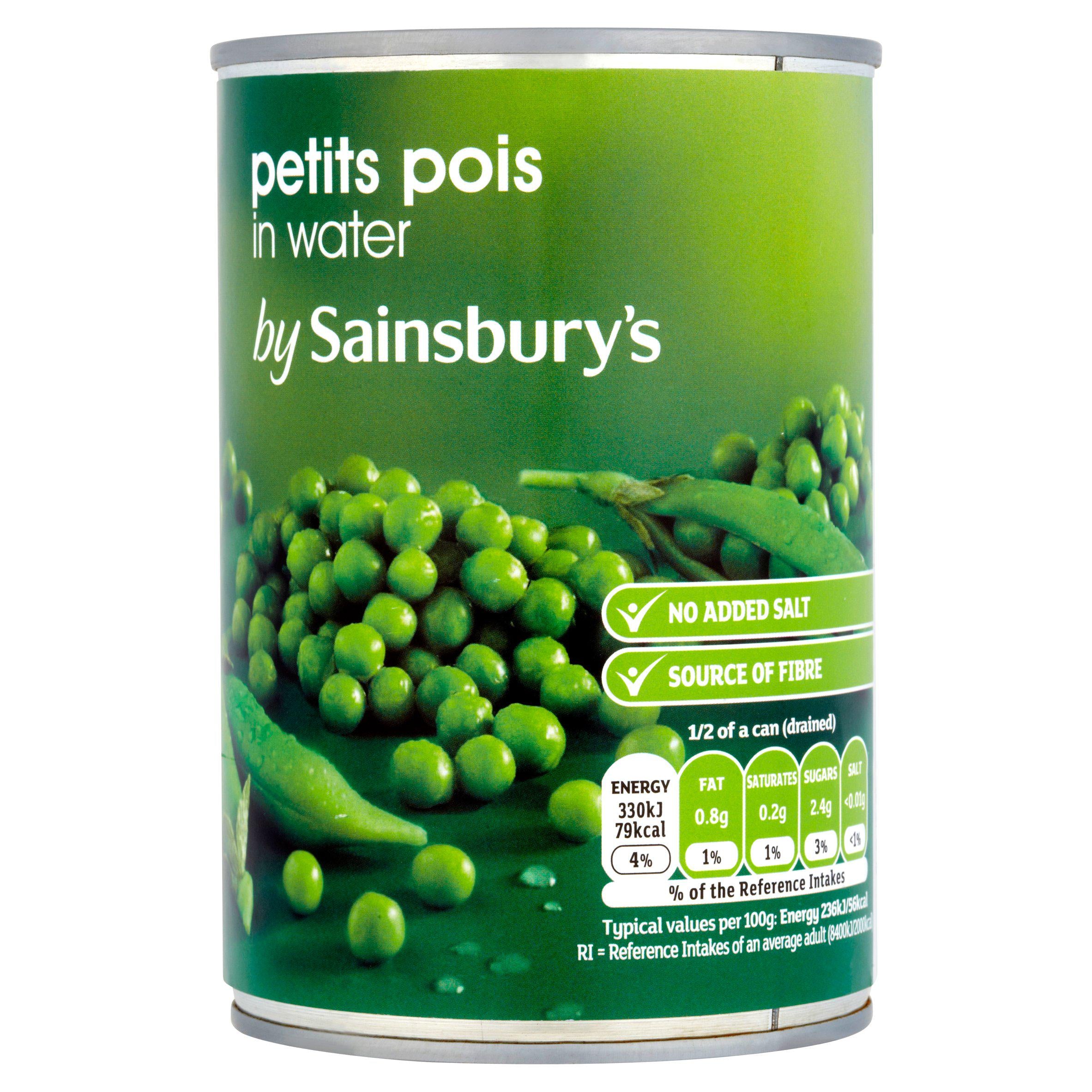Sainsbury's petits pois in water 400g - British product