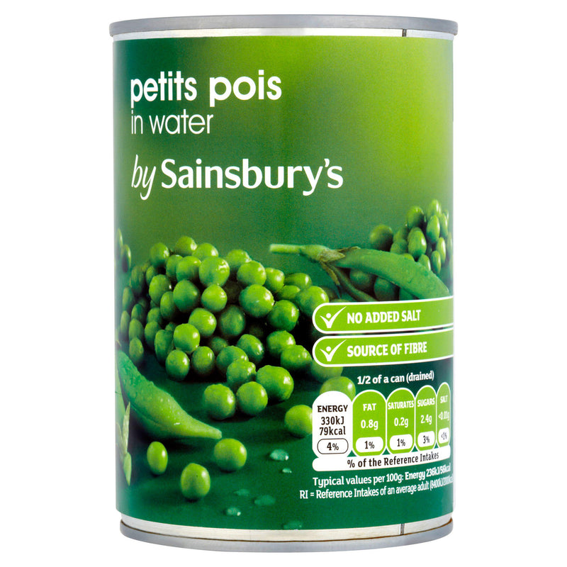 Sainsbury's petits pois in water 400g - British product