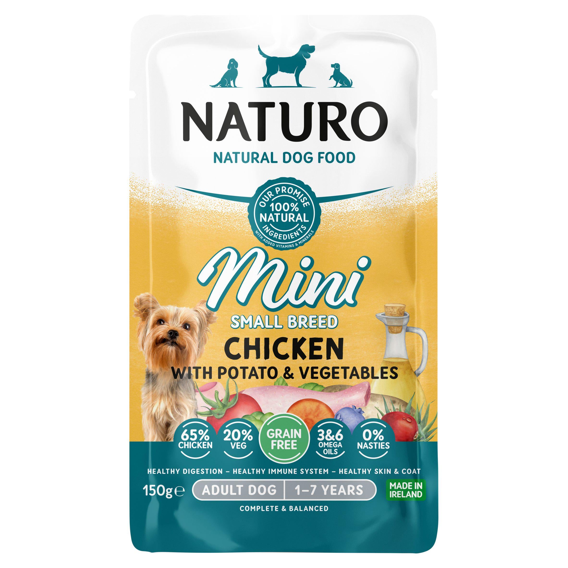 Naturo adult dog food chicken potato vegetables 150g - British product
