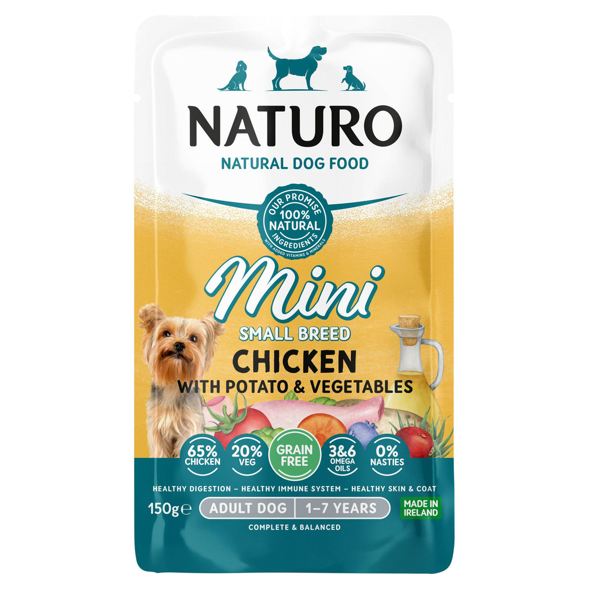 Naturo adult dog food chicken potato vegetables 150g - British product