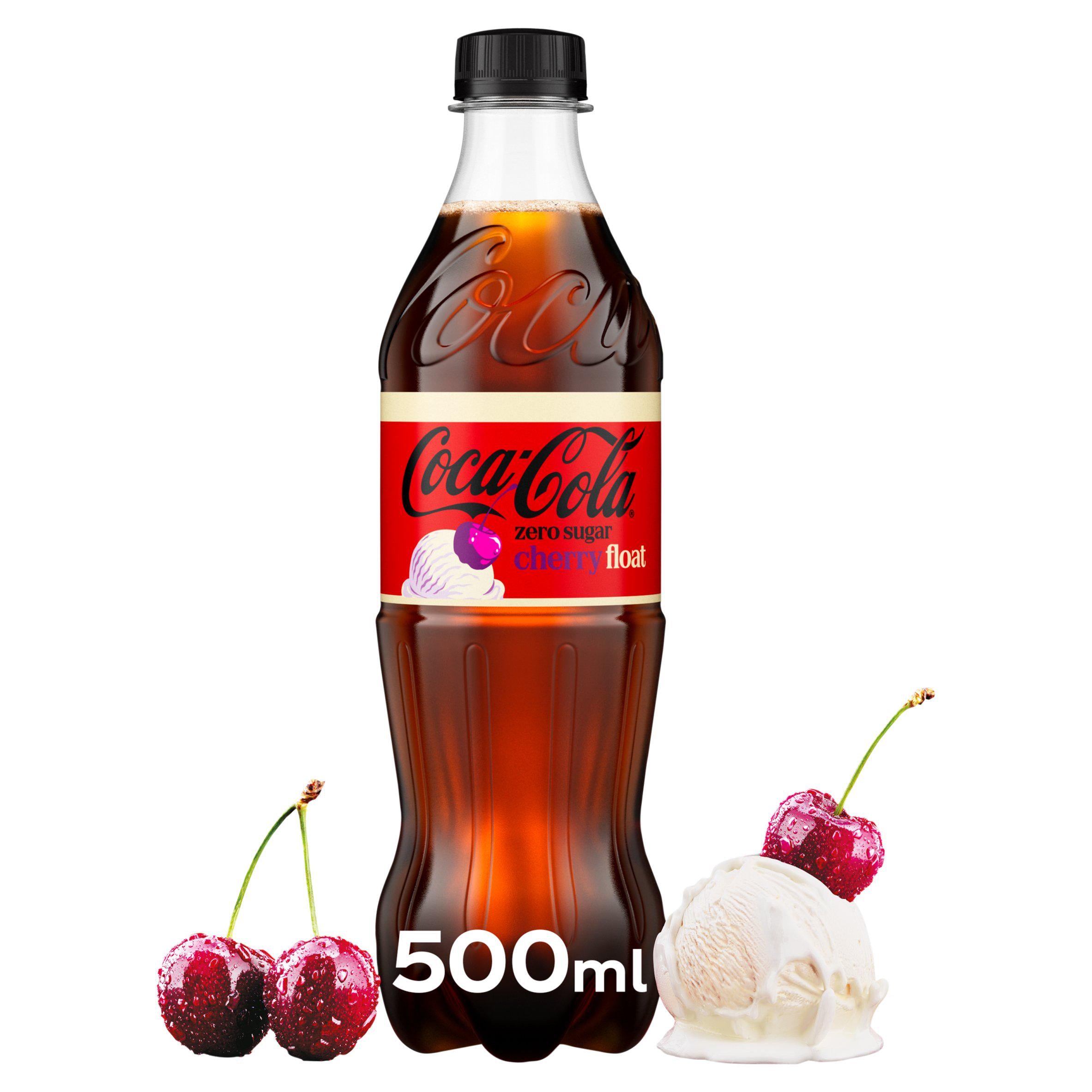 Coca-Cola zero sugar cherry float soft drink 500ml - British product