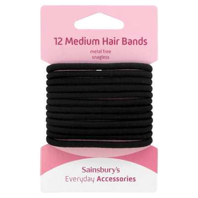 Sainsburys Sainsbury's No Damage Hair Bands Medium Black 12 Pack- Buy online at McGrocer