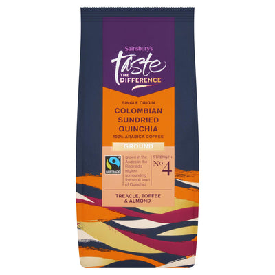 Sainsburys Sainsbury's Taste the Difference Fairtrade Sundried Quinchia Ground Coffee Strength 4 227g- Buy online at McGrocer