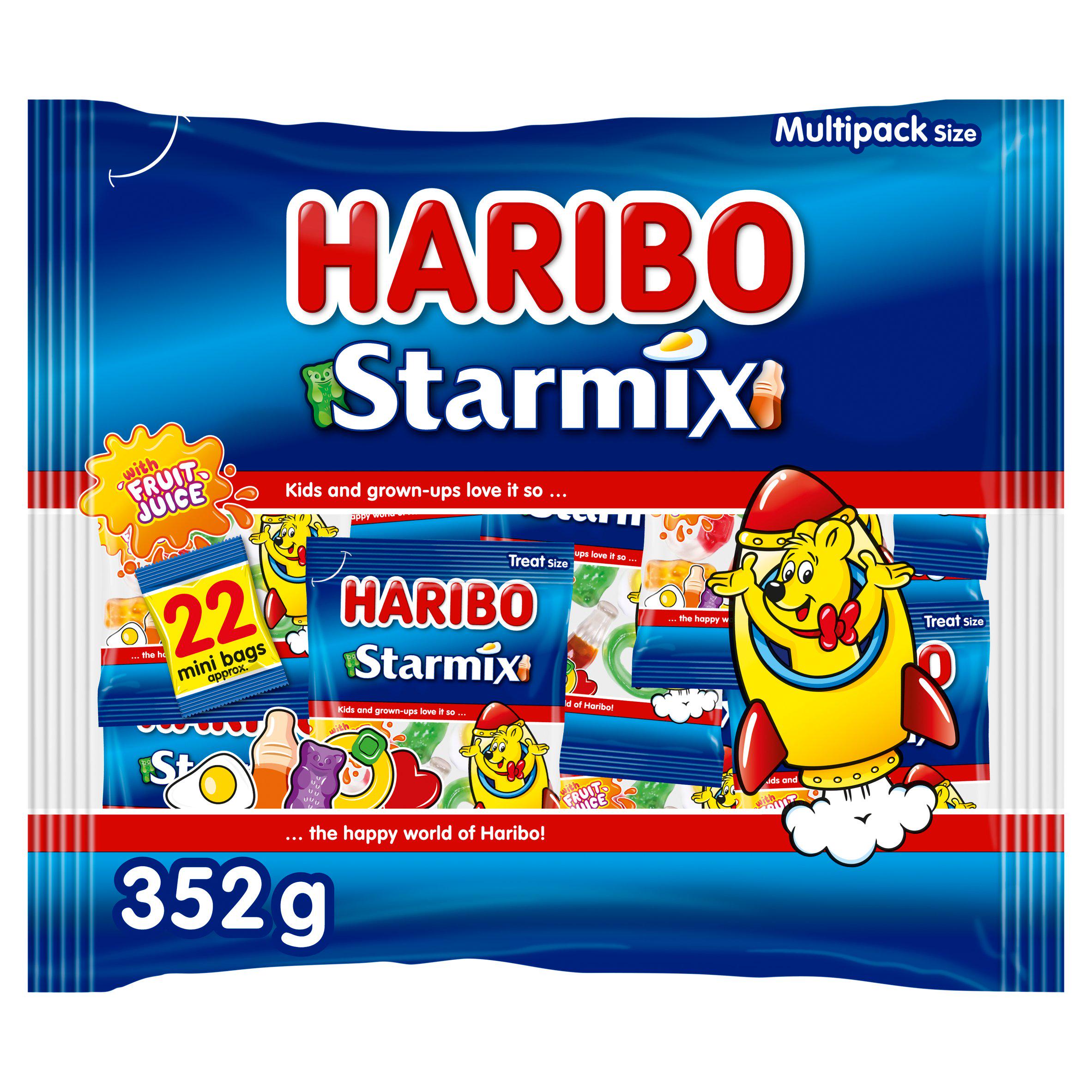 Haribo gummy sweets Starmix mini bag multipack 22x16g, imported from the UK