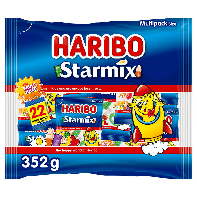 Haribo gummy sweets Starmix mini bag multipack 22x16g, imported from the UK