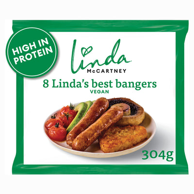 Sainsburys Linda McCartney Linda's Best Bangers Vegan Sausages 8 x 304g- Buy online at McGrocer