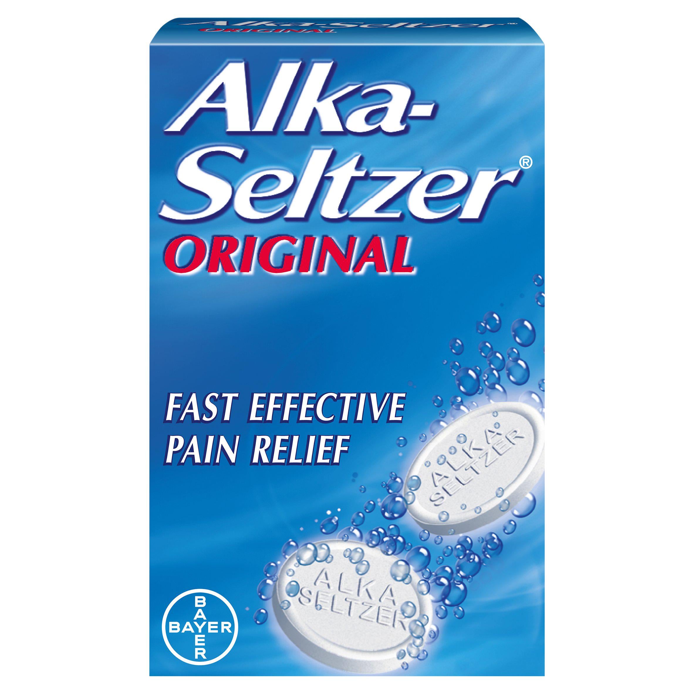 Alka-Seltzer original pain relief tablets 20 pack, imported from the UK