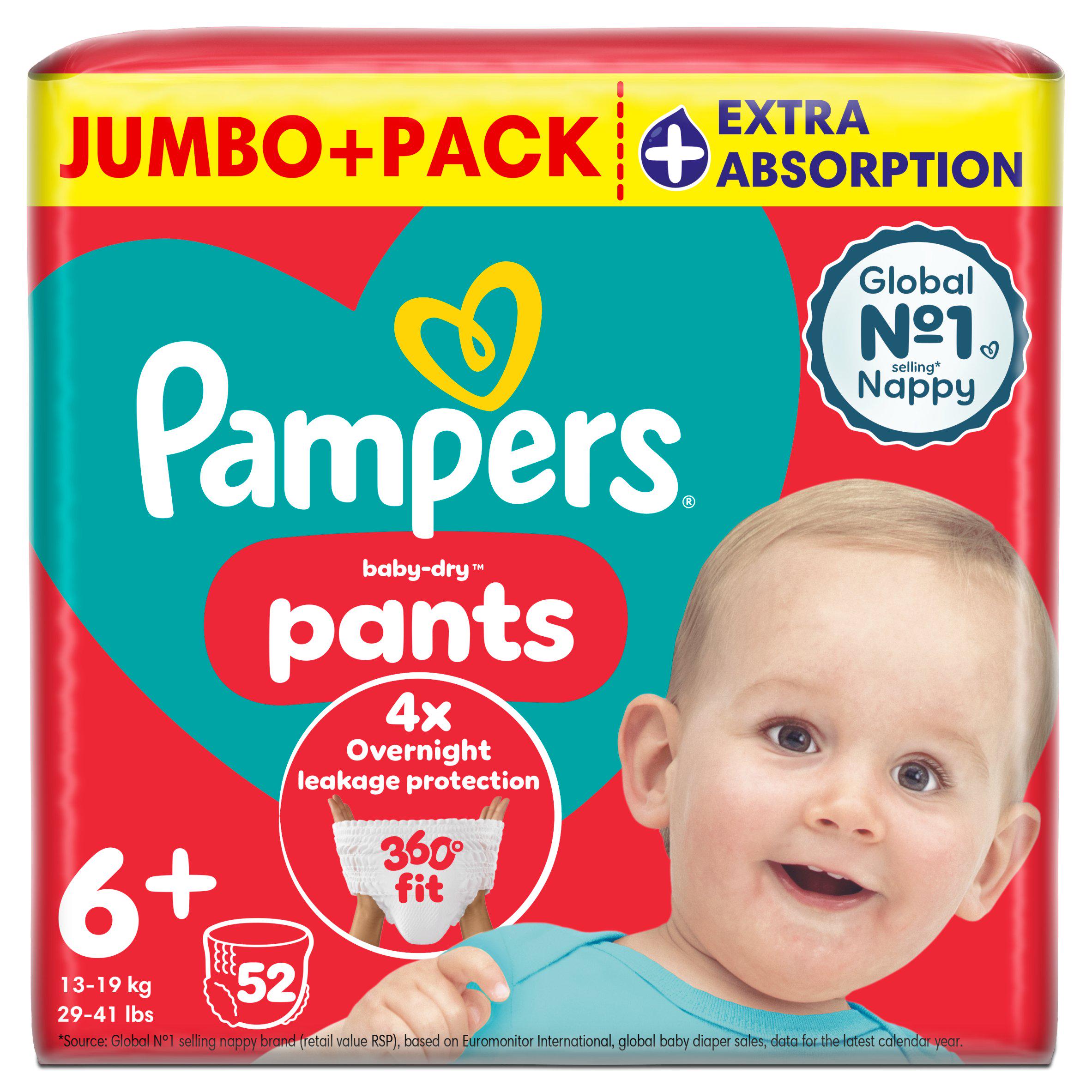 Pampers Baby Dry Pants Size 6+ 52, imported from the UK