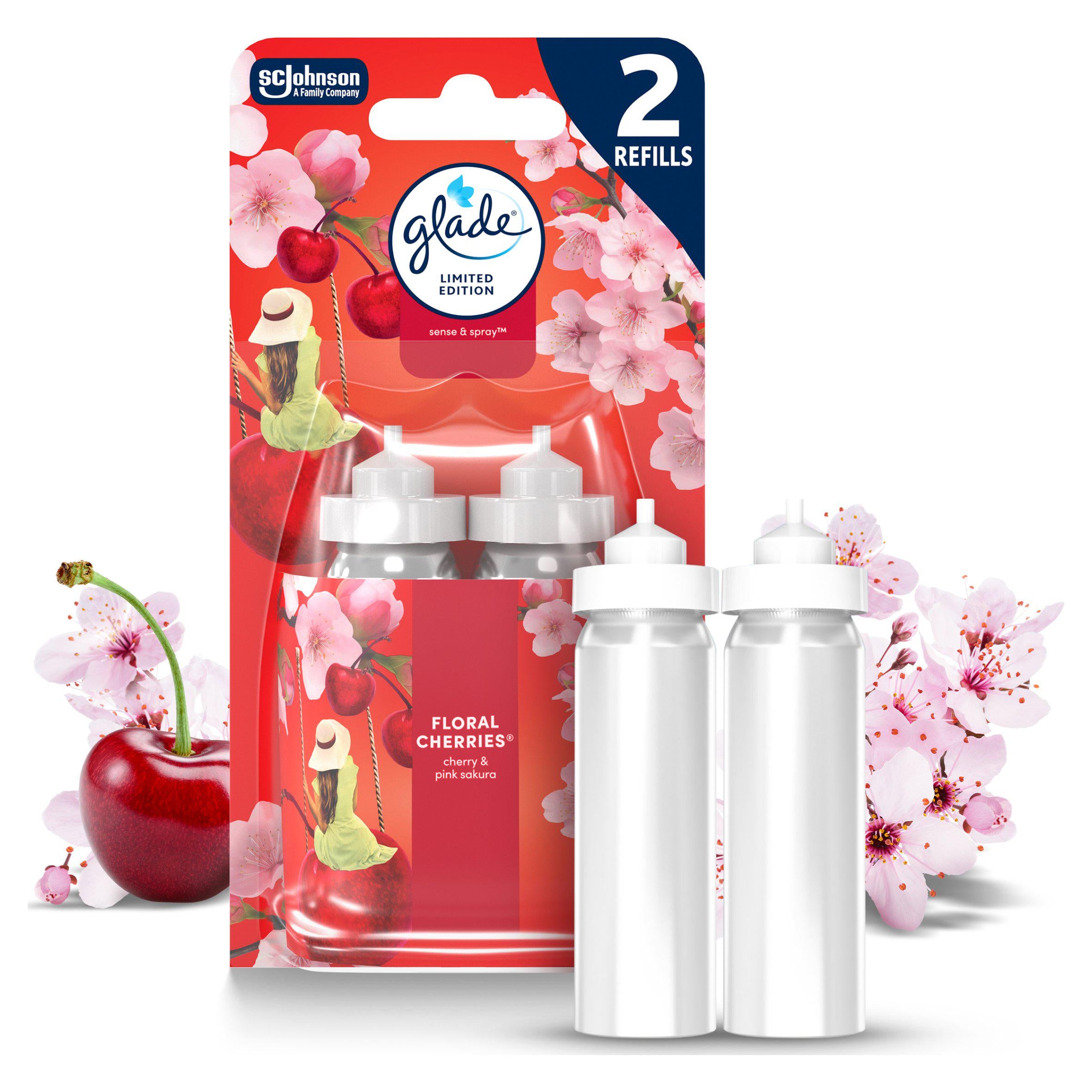 Glade floral cherries air freshener refill twin pack, UK version