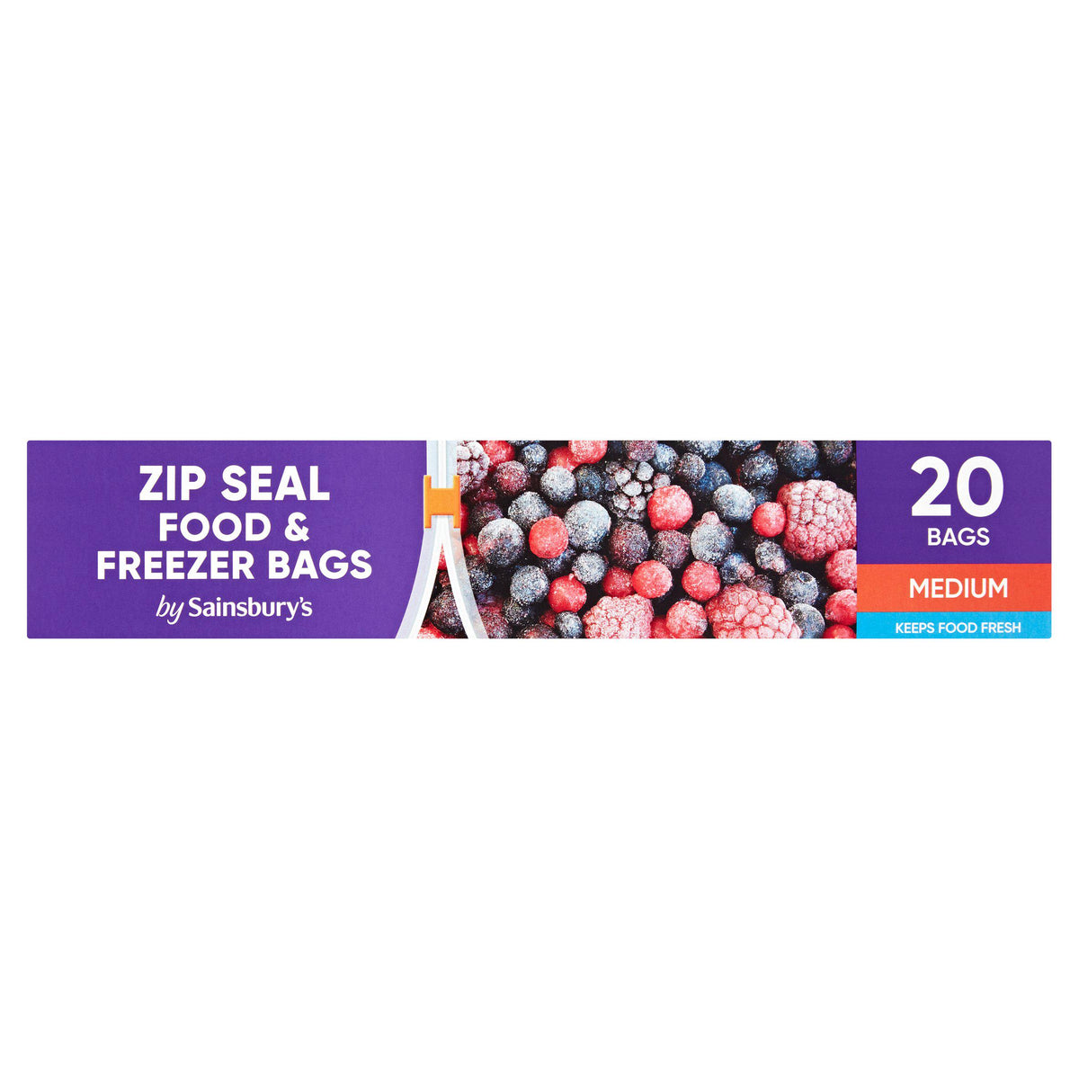 Sainsbury's food bags medium zip seal 20 pack, UK version