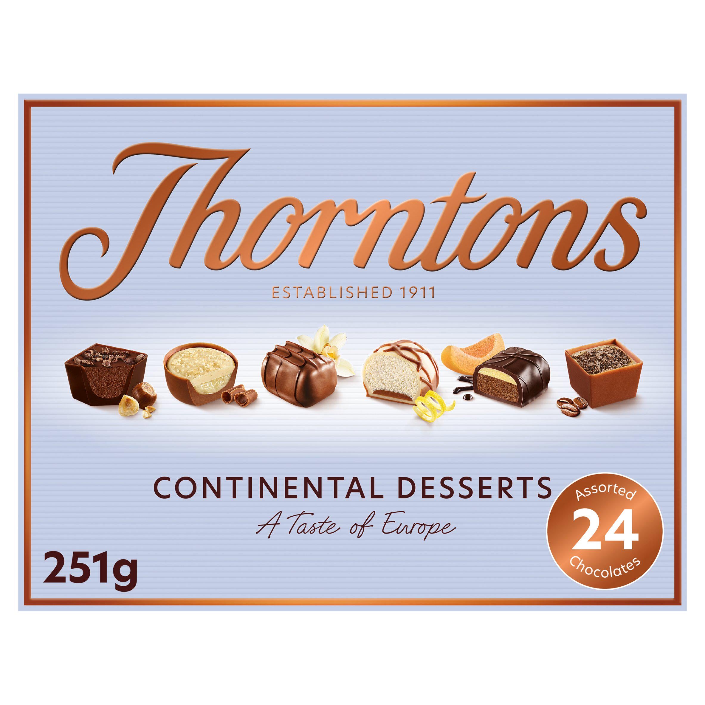 Thorntons Continental Famous Desserts Box 259g (British brand)