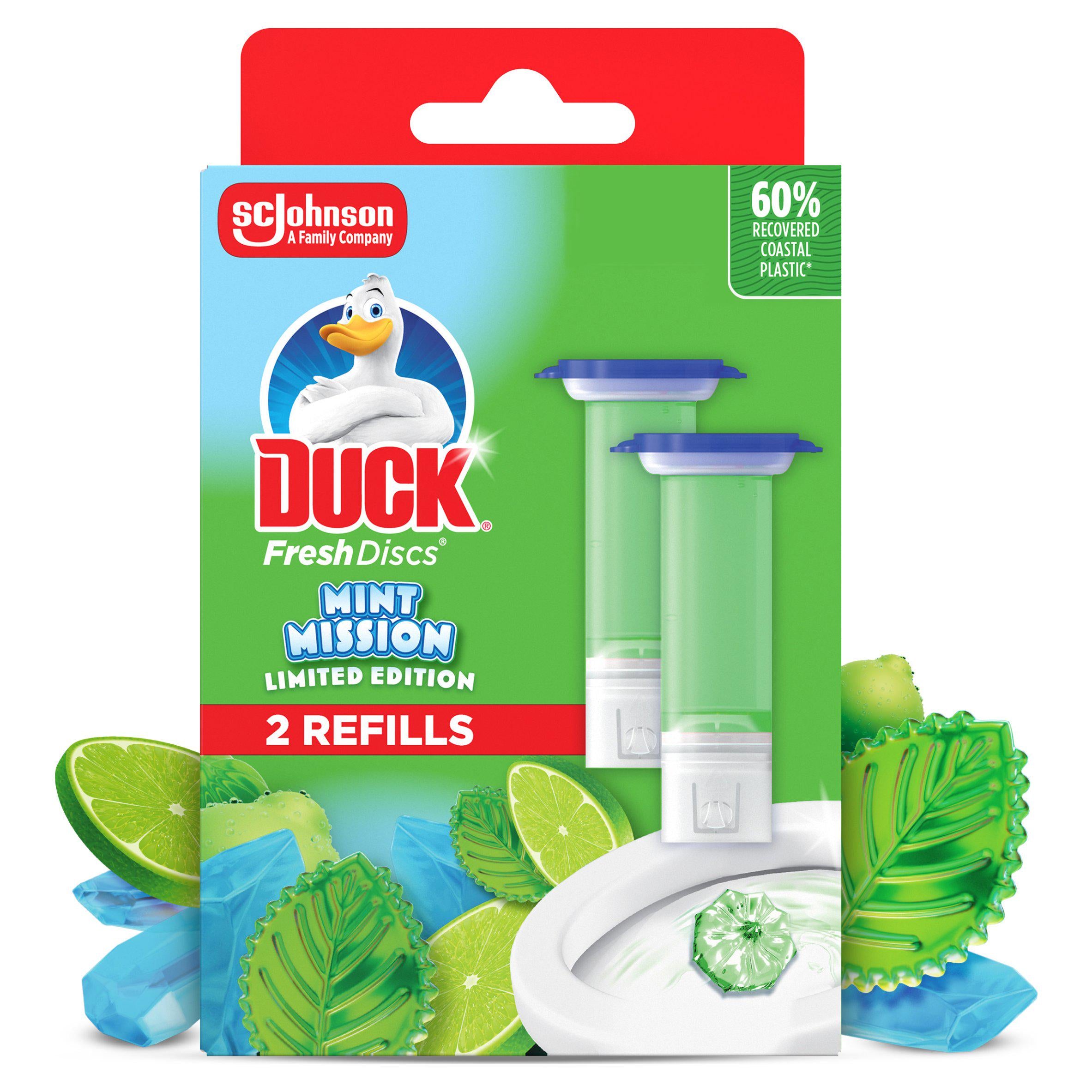 Duck Mint Mission toilet gel refill 2x36ml, imported from the UK