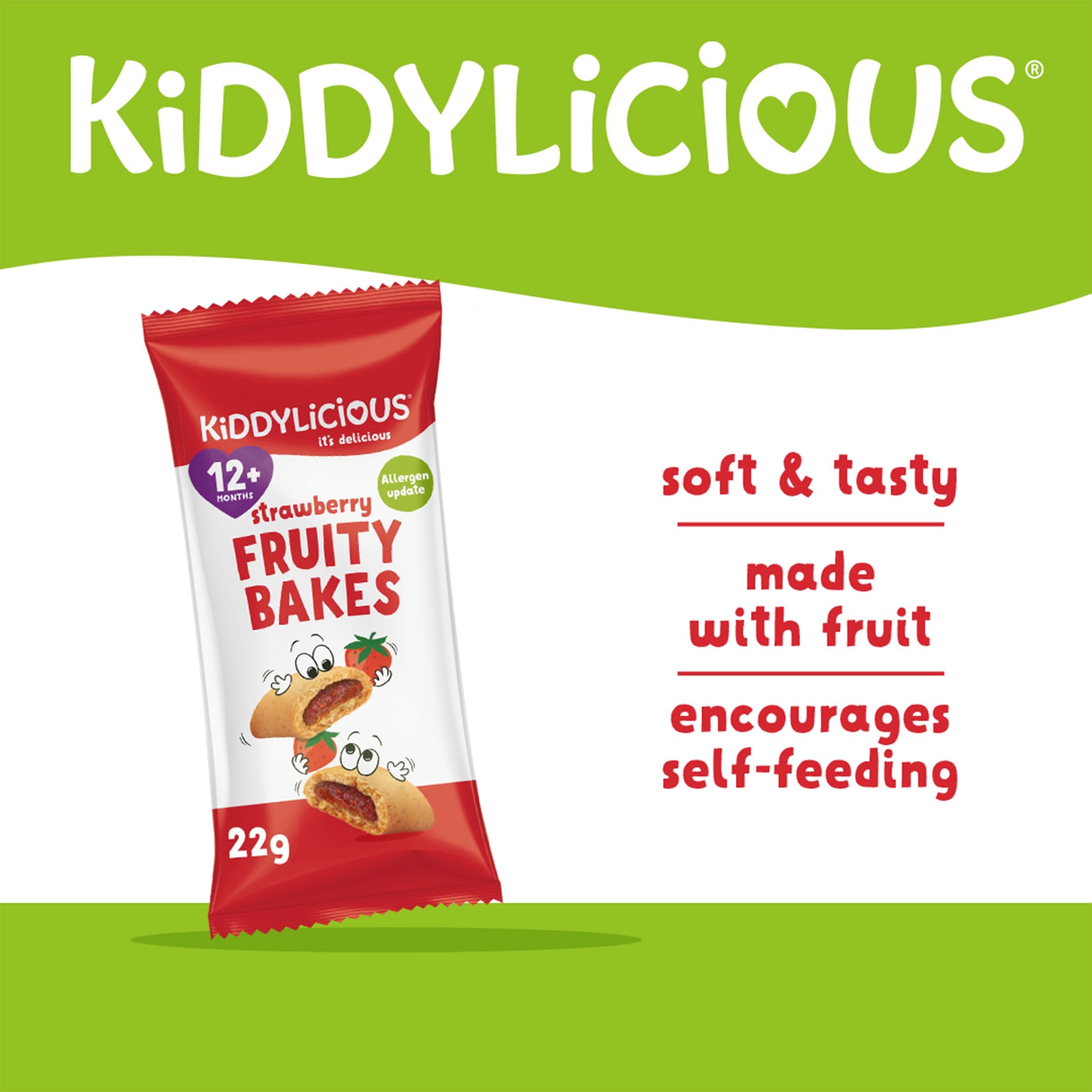 Kiddylicious strawberry fruity bakes baby snacks 6x22g, UK version