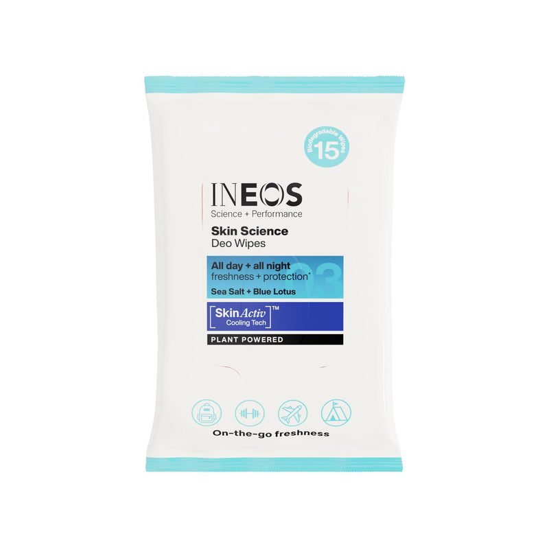 Ineos Skin Science sea salt blue lotus deo wipes - British product