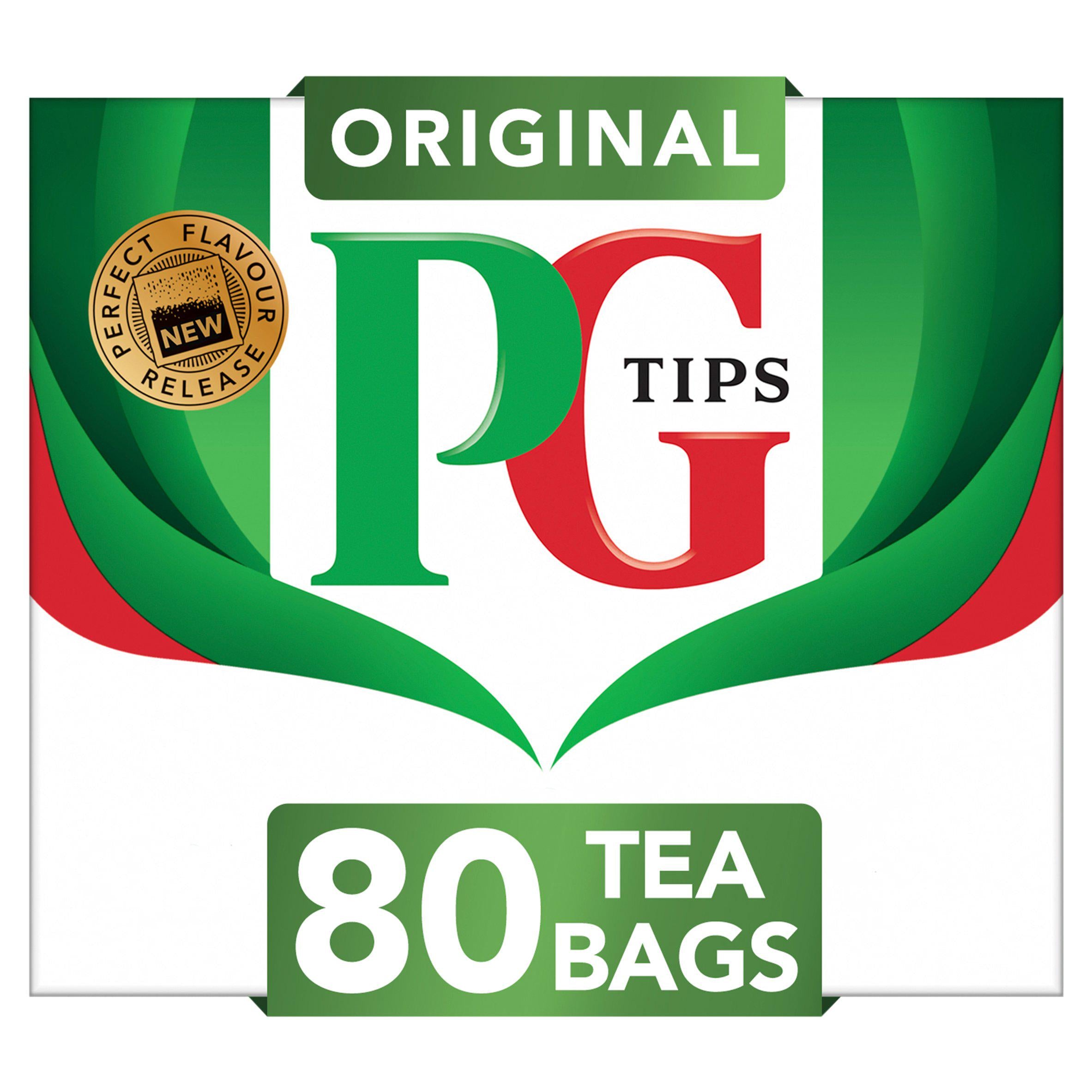 PG Tips original black tea bags 80 count, imported from the UK