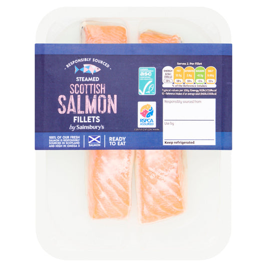 Sainsbury's Steamed ASC Scottish Salmon Portions x2 180g (Ready to eat) - McGrocer
