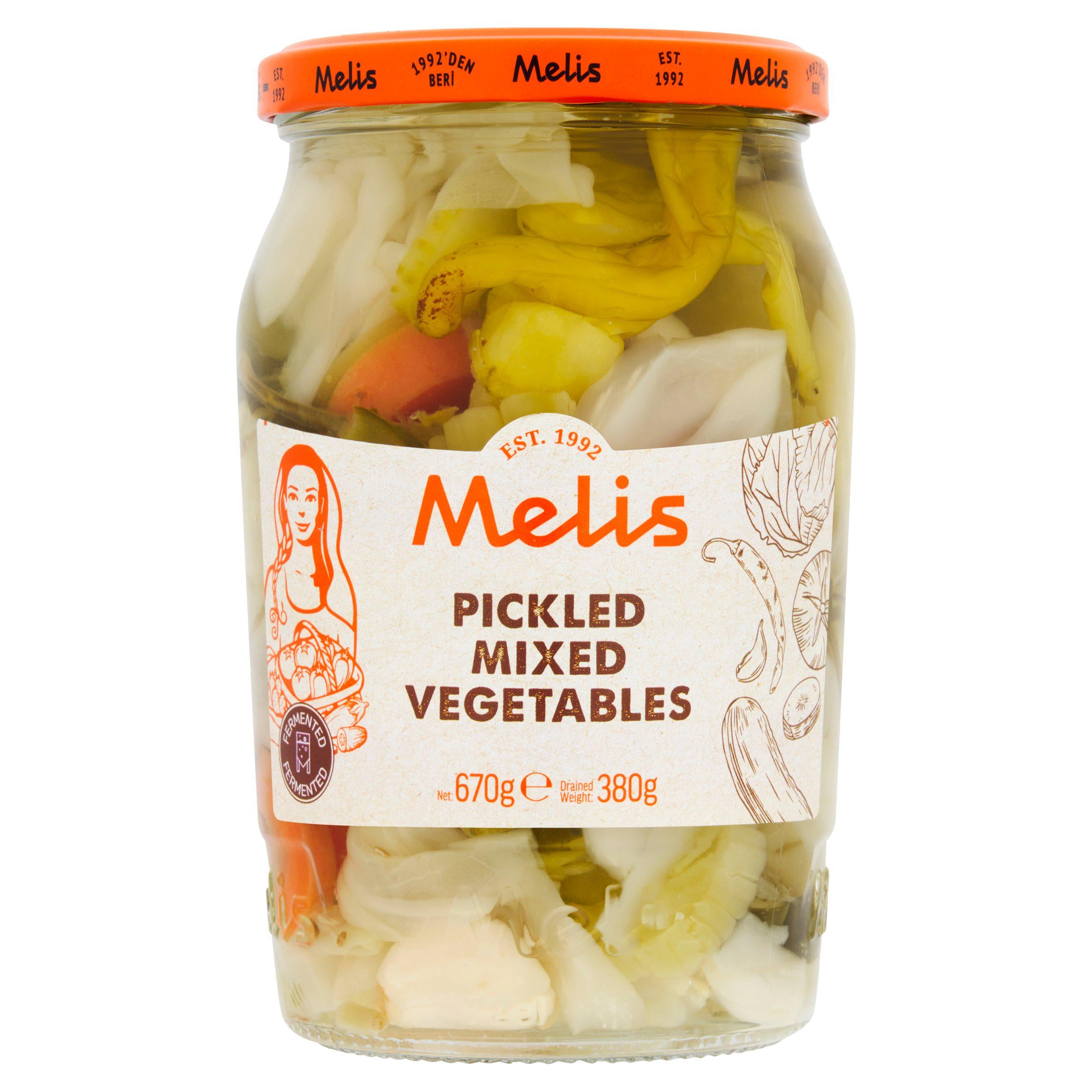Melis Mixed Pickled Vegetables 670g, imported from the UK