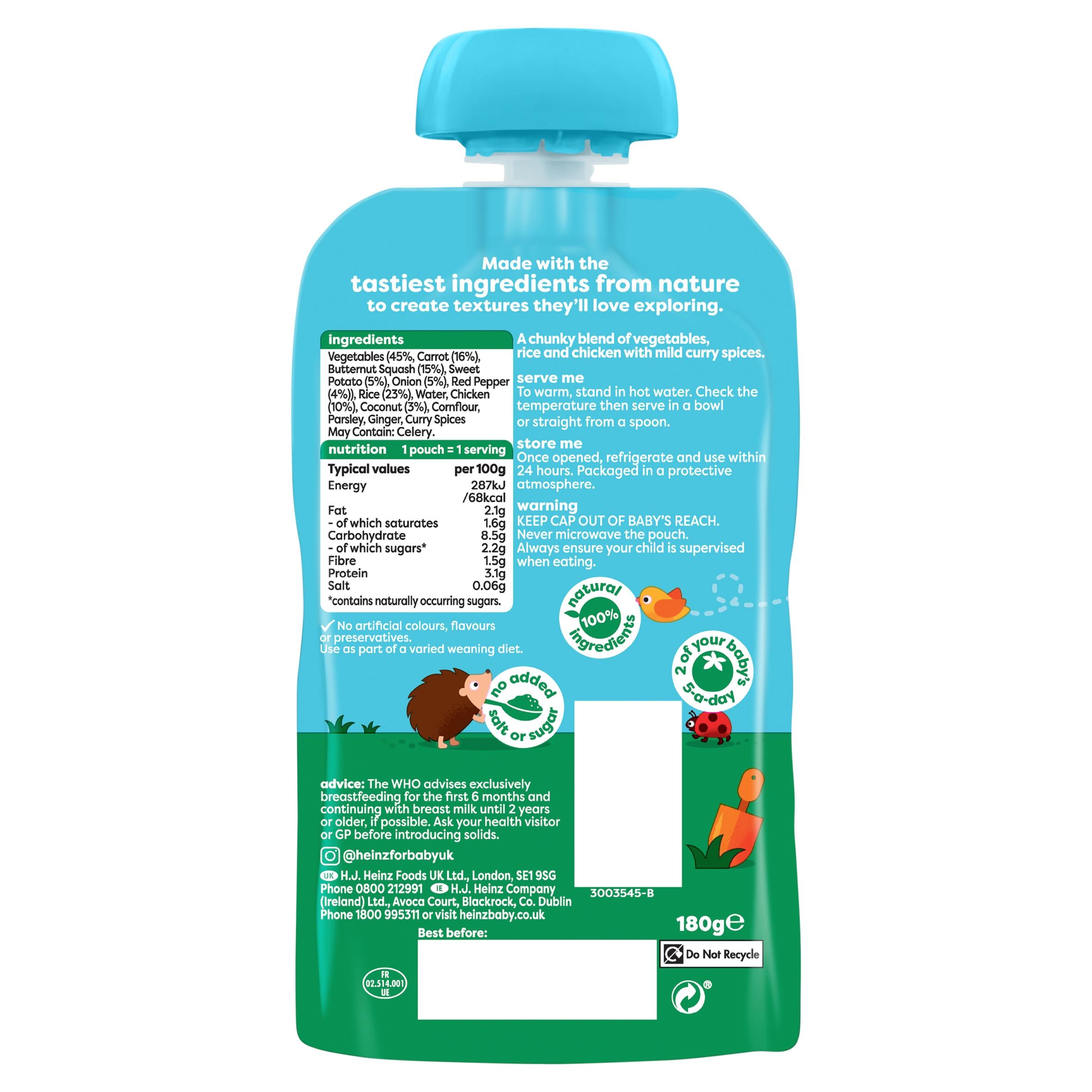 Heinz Thai Chicken Curry baby food pouch 180g, UK version