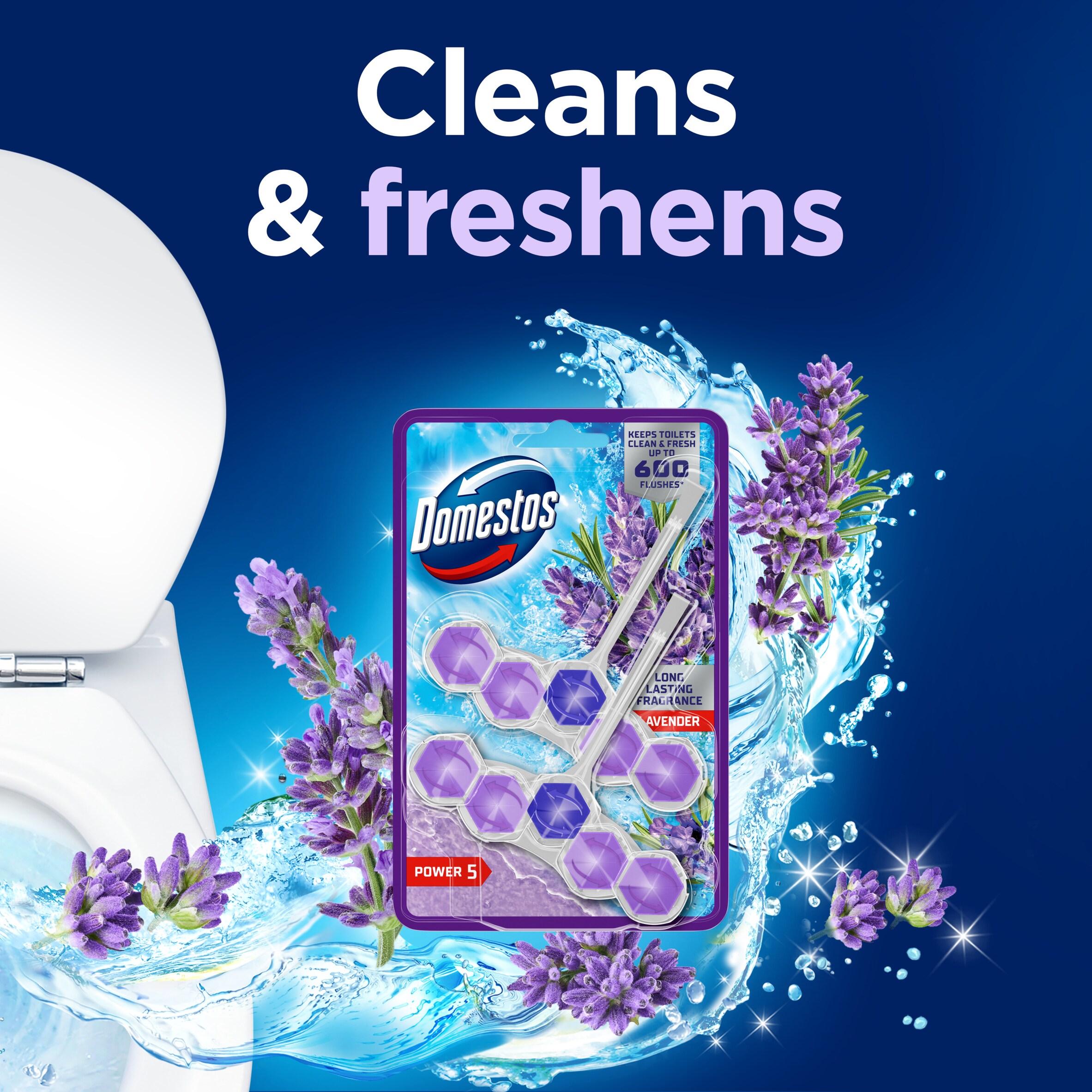Domestos lavender rim block 2x50g, imported from the UK