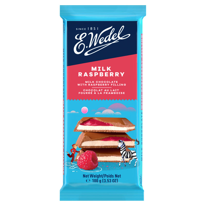 E. Wedel milk chocolate bar raspberry filling 100g - British product