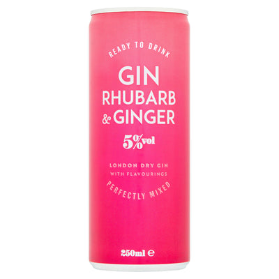Sainsburys Sainsbury's Gin & Rhubarb & Ginger Cocktail Can 250ml- Buy online at McGrocer