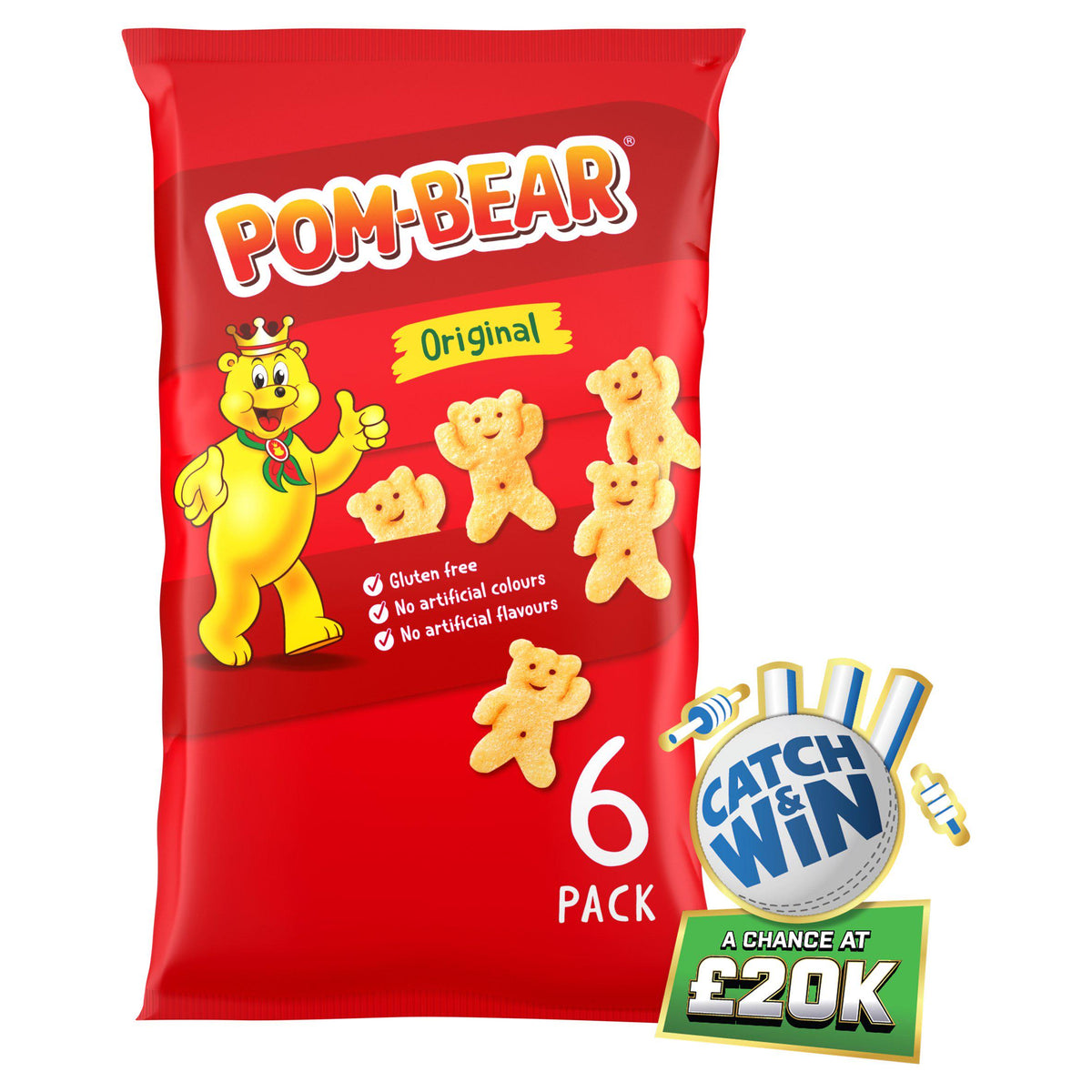 KP Original Pom Bear potato snacks 6x13g pack, imported from the UK