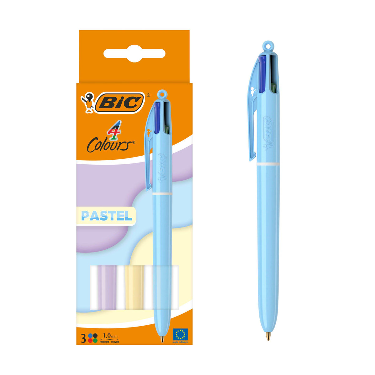 BIC 4 Colour Pastel ballpoint pens pack of 3, UK version