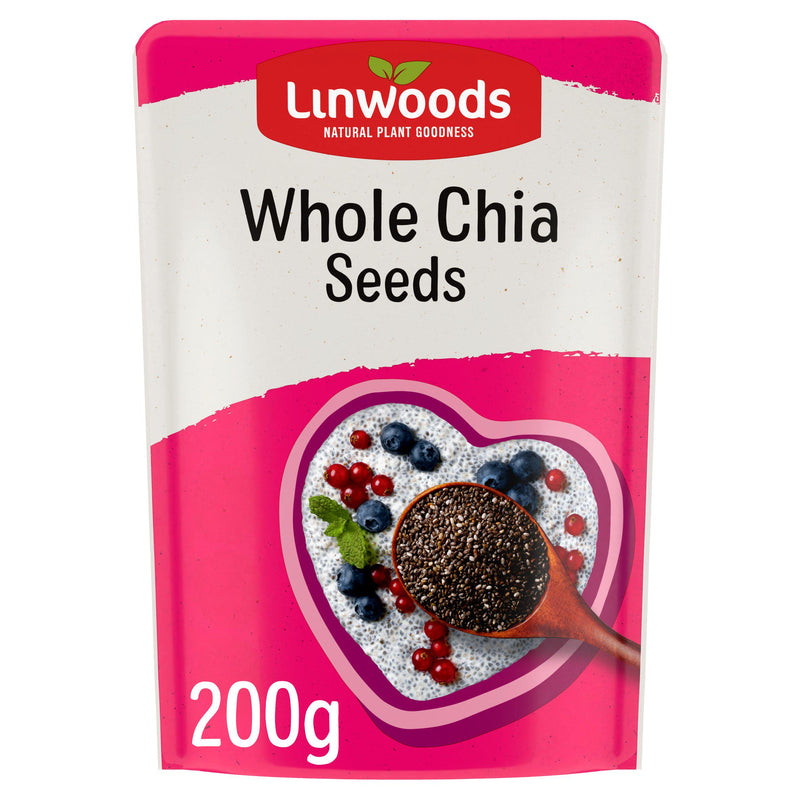 Linwoods Organic Whole Chia Seeds 200g bag, UK version