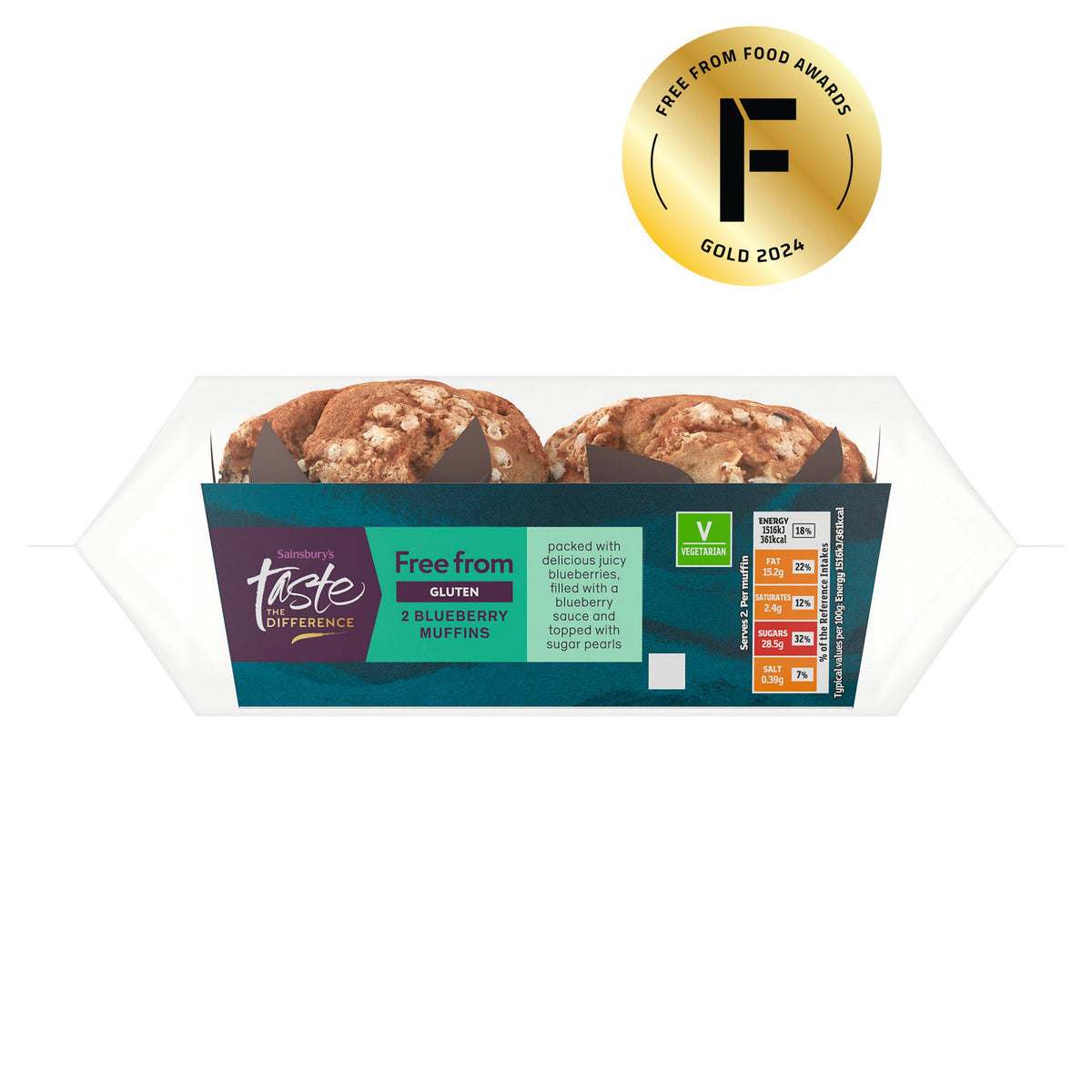 Sainsbury's gluten free blueberry muffins pack of 2, UK version