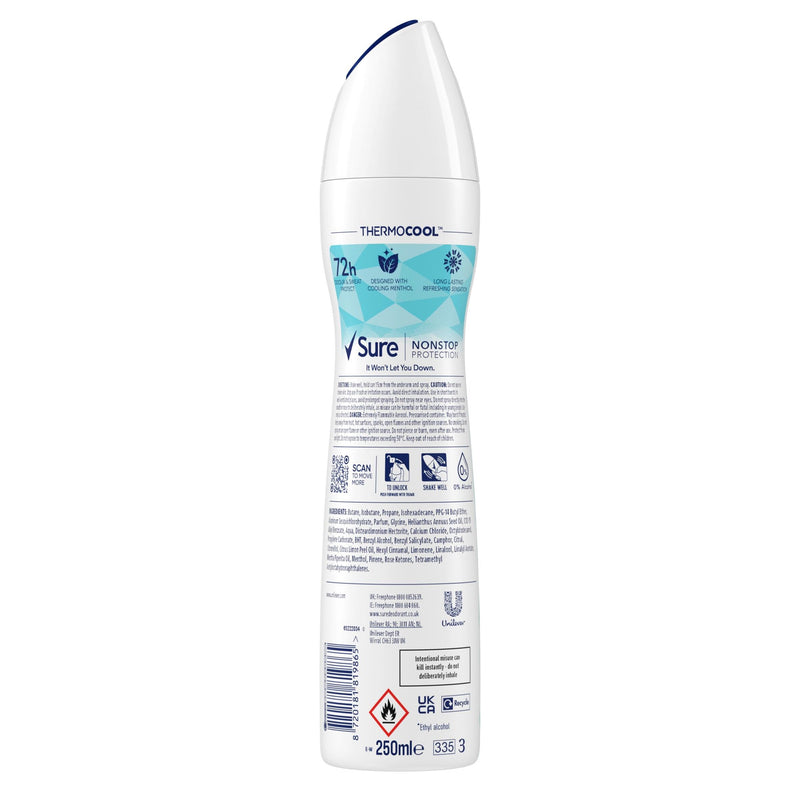 Sure deodorant spray eucalyptus coconut 250ml, imported from the UK