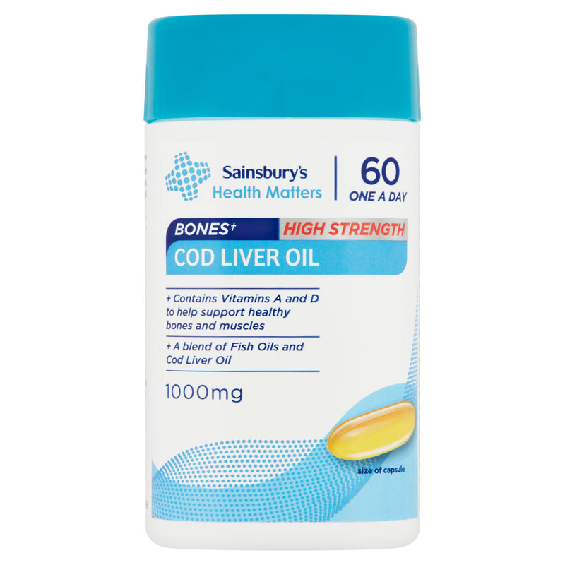 Sainsbury's high strength cod liver oil capsules 60, imported from the UK