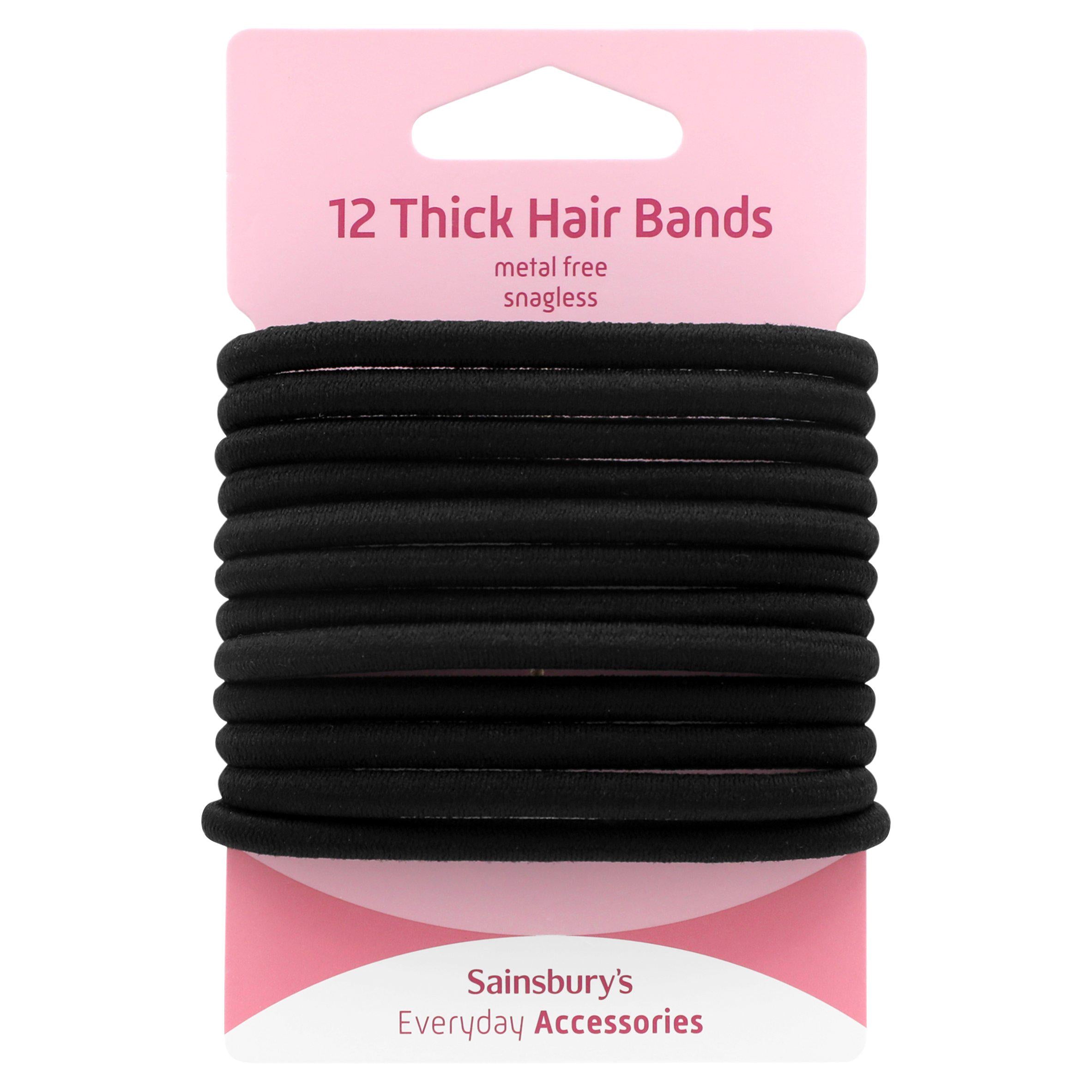Sainsbury's hair bands thick black x12, UK version