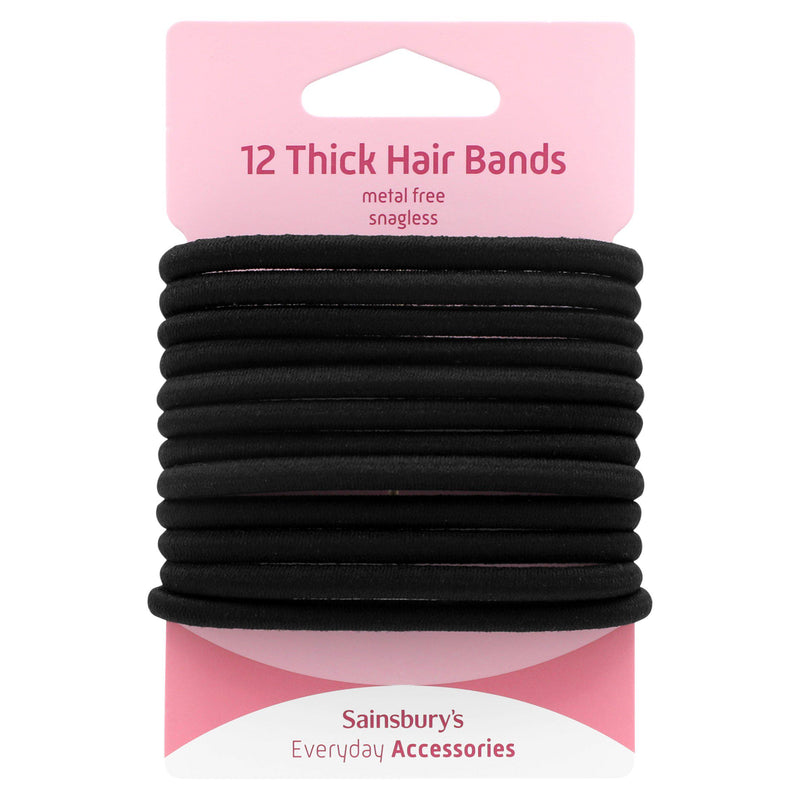 Sainsbury's hair bands thick black x12, UK version
