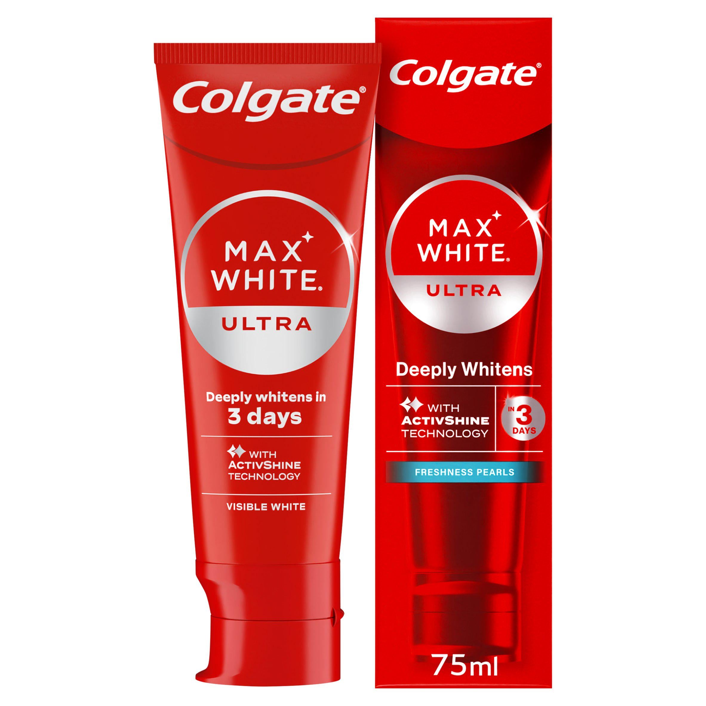 Colgate Max White Ultra Freshness Pearls toothpaste 75ml, imported from the UK