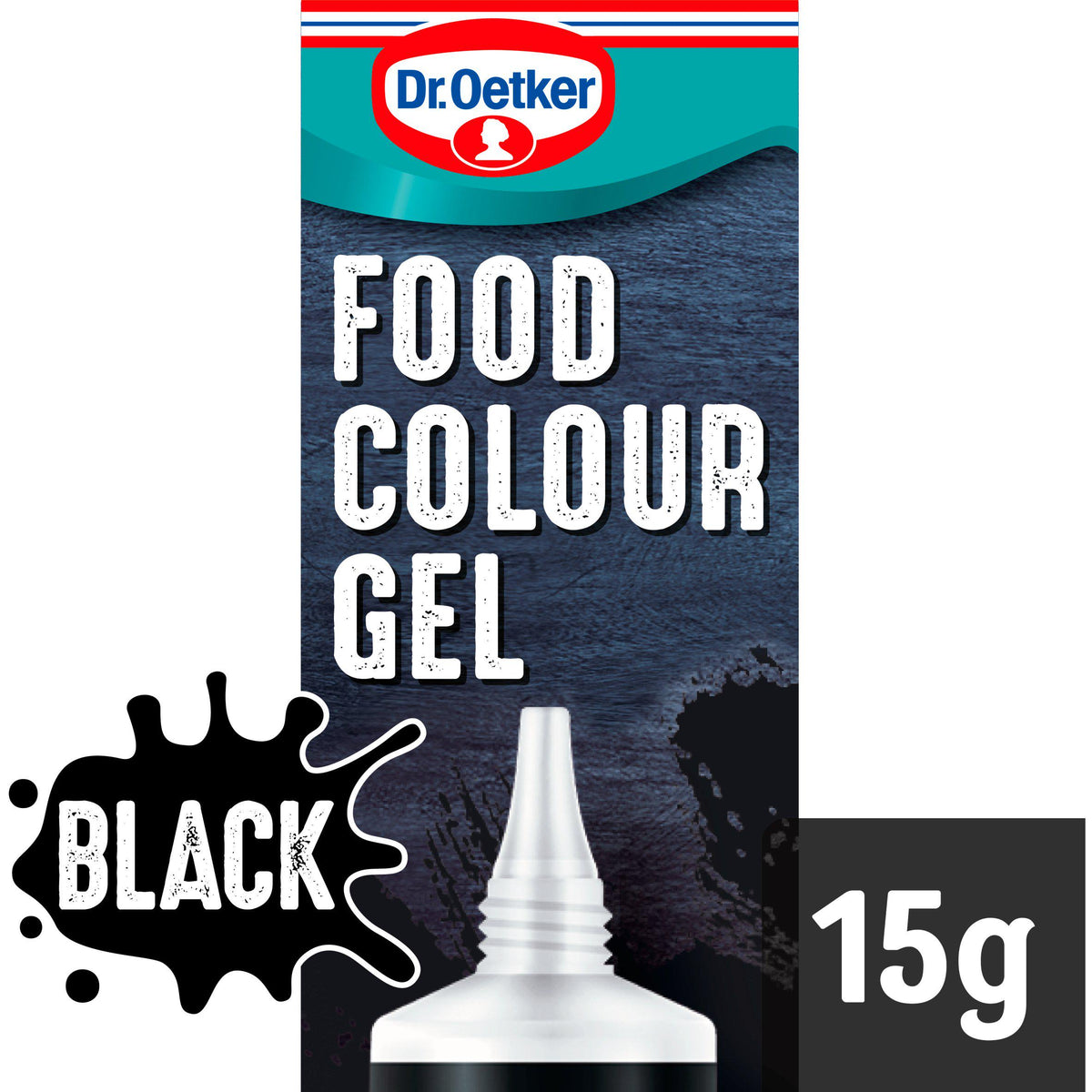 Dr. Oetker Extra Strong Black Food Colouring Gel 15g, imported from the UK