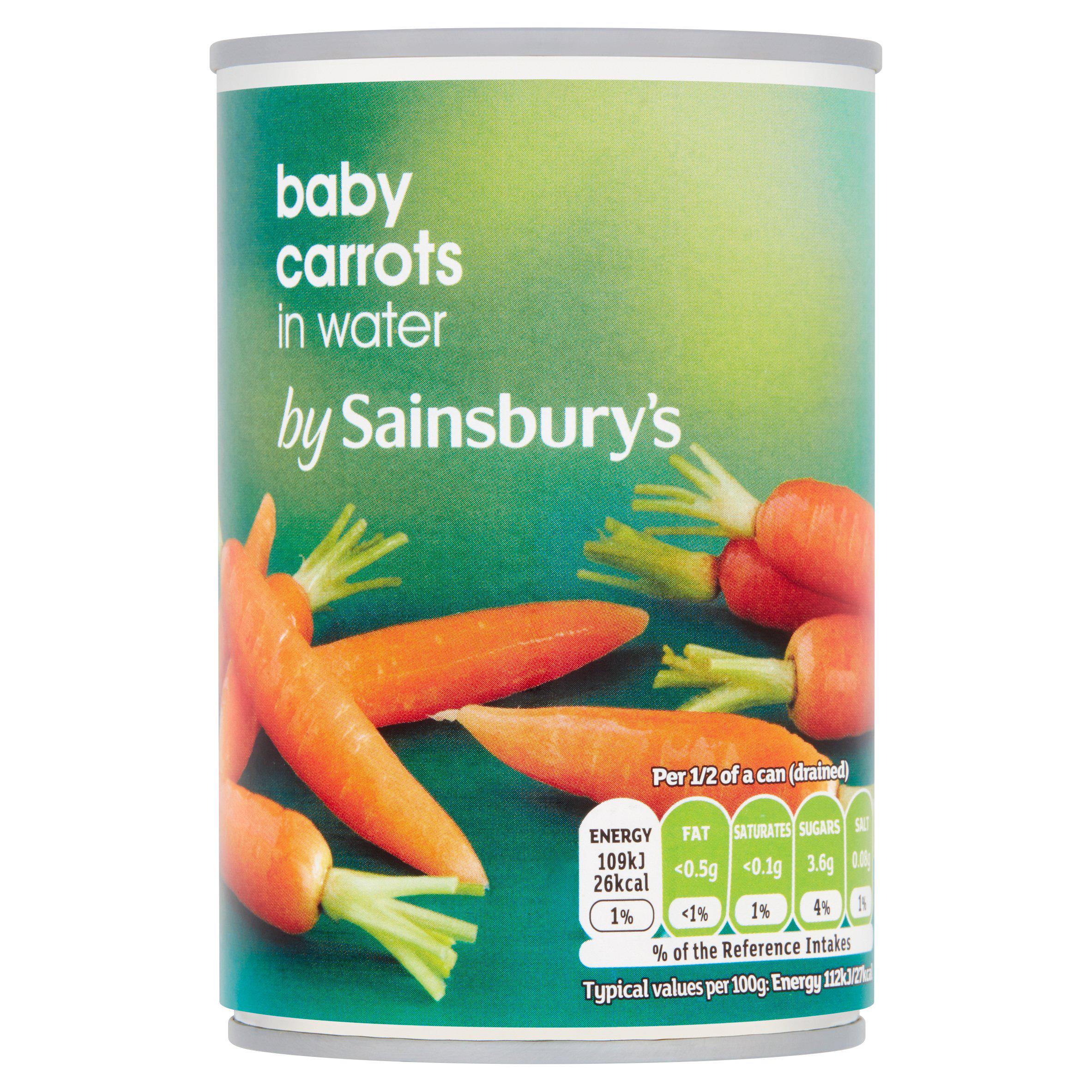 Sainsbury's baby carrots in water 300g (British brand)