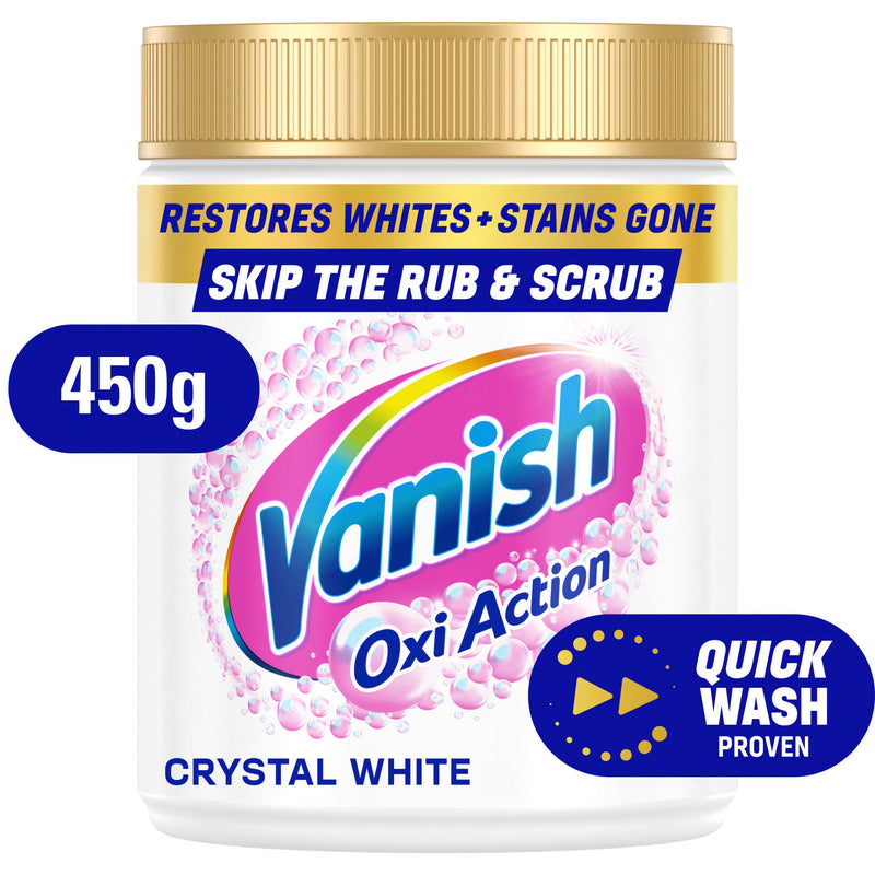 Vanish Crystal White Oxi Action stain remover powder 450g, UK version