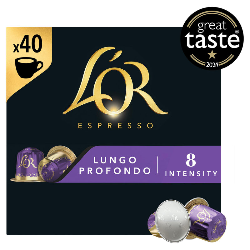 L'OR Lungo Profondo coffee pods intensity 8 40 pack (British brand)