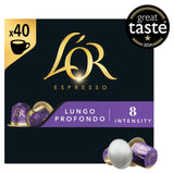 L'OR Lungo Profondo coffee pods intensity 8 40 pack (British brand)
