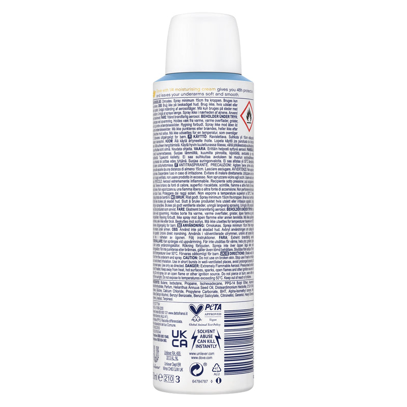 Dove classic antiperspirant deodorant spray 150ml - British product